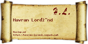 Havran Loránd névjegykártya